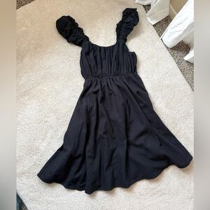 Abercrombie & Fitch Puff Strap Babydoll Dress Black Size Small